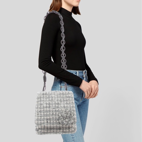 Chanel Tweed Camellia Messenger Flap Bag - Picture 13 of 16